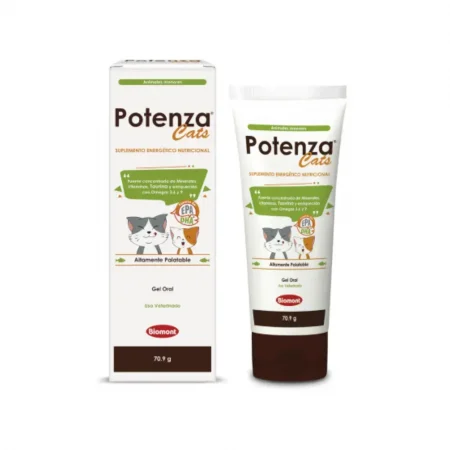 Potenza Cats 70.9g, suplemento energético nutricional en gel oral para gatos con taurina y omegas 3, 6 y 9 - Biomont.
