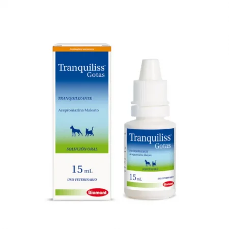 Tranquiliss Gotas 15 ml de Biomont - Tranquilizante oral para perros y gatos con Acepromazina.