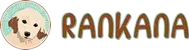 Logotipo de Rankana, marca de alimento natural para perros, con ilustración de un cachorro de Golden Retriever.