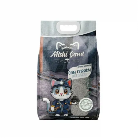 Arena para gatos Mishi Sand bentonita 10kg con carbón activado y aroma eucalipto