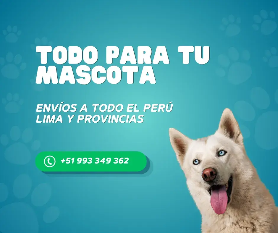 Aviso cuadrado de Todo Para Tu Mascota destacando envíos a Lima y provincias con número de atención al cliente.