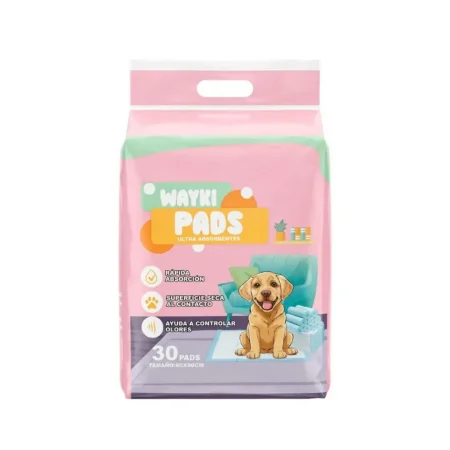 Empaque de sabanillas Wayki Pads de 60x90 cm para perros, ultra absorbentes, pack de 30 unidades.